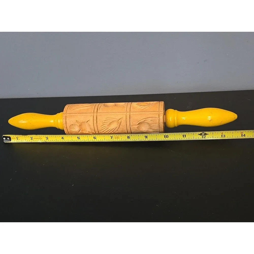 Vintage Wood Springerle Rolling Pin‎ Shortbread Cookie Wood Mold